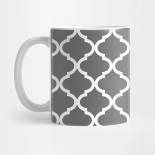 Charcoal Grey and White Quatrefoil Pattern Mug